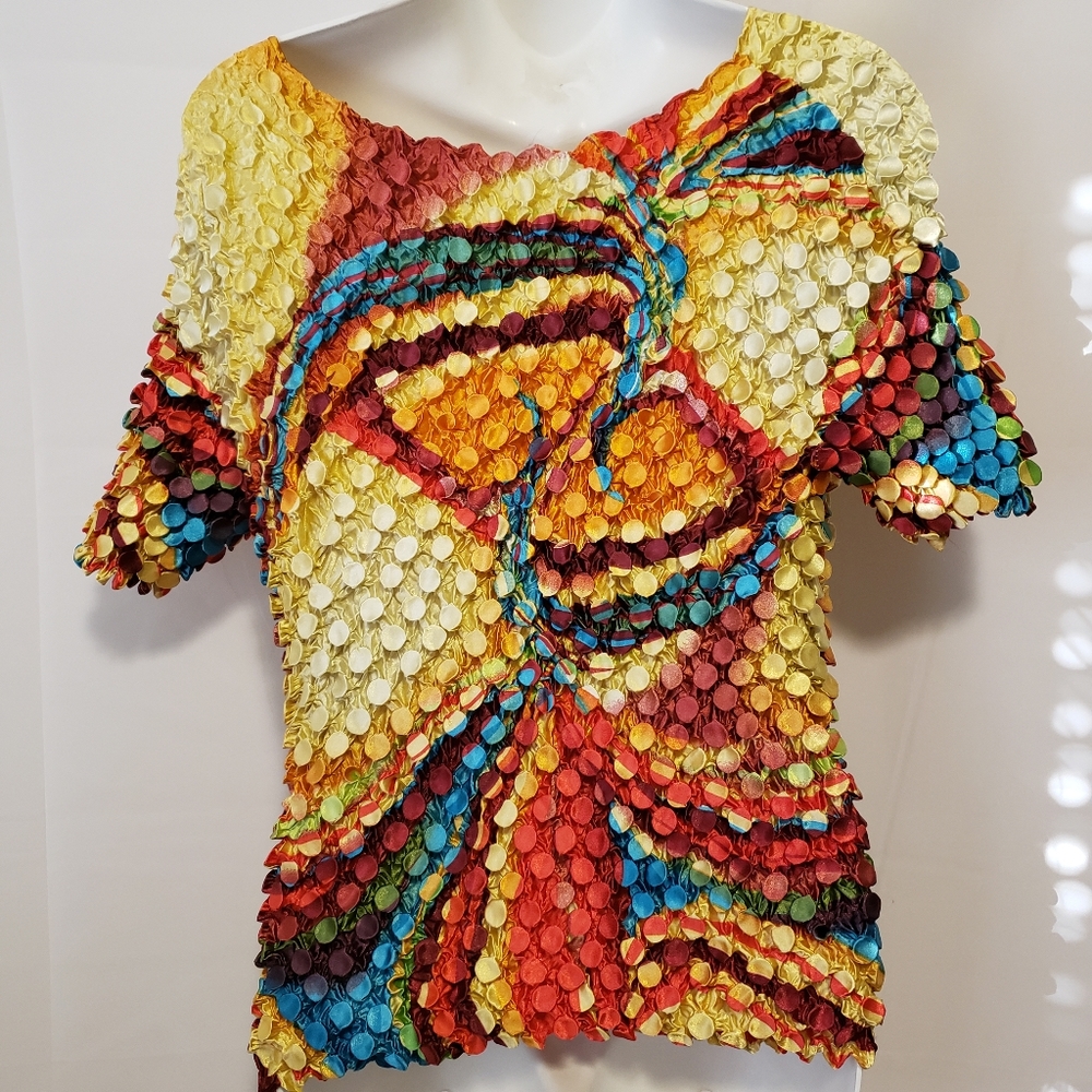 Multi‎ Color Stretch Button-like Blouse - Picture 7 of 8